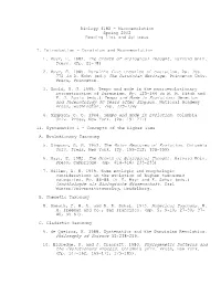 Macroevolution Spring 2002 Reading List and Syllabus I. Introduction