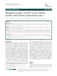 Mutational Analysis of AGXT in Two Chinese Families with Primary