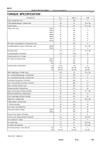 Torque Specification (Echo)