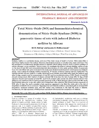 Total Nitric Oxide (NO) and Immunohistochemical