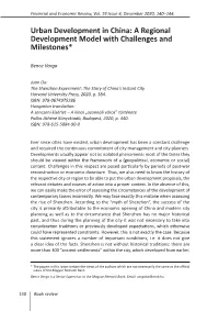 Urban Development in China: a Regional Development Model with Challenges And