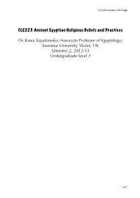 Ancient Egyptian Religious Beliefs and Practices