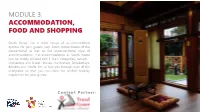 Module 3: Accommodation, Food and Shopping