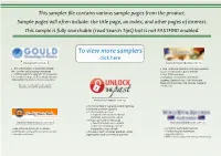 This Sampler File Contains Various Sample Pages from the Product. Sample Pages Will Often Include: the Title Page, an Index, and Other Pages of Interest
