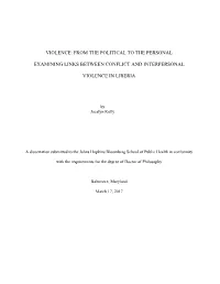 Violence: from the Political to the Personal Examining Links Between