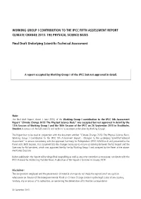 Working Group I Contribution to the Ipcc Fifth Assessment Report Climate Change 2013: the Physical Science Basis