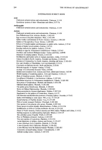 254 the JOURNAL of ARACHNOLOG Y SYSTEMATIZED SUBJECT INDEX Acari Chelicerate Arterial System and Endosternite–Firstman, 1 :1-5