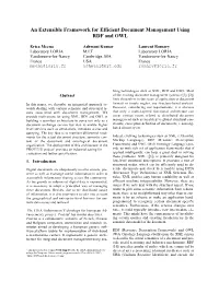 An Extensible Framework for Efficient Document Management Using RDF and OWL