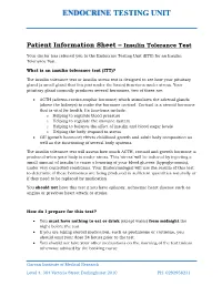 Insulin Tolerance Test