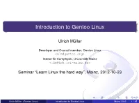 Introduction to Gentoo Linux