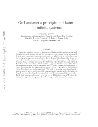 On Landauer's Principle and Bound for Infinite Systems