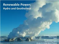 Renewable Power; Hydro and Geothermal