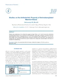 Studies on the Anthelmintic Property of Aminobenzylated Mannich Bases