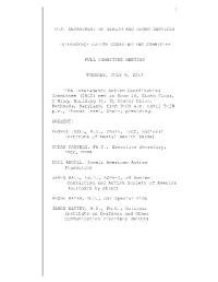 Transcript for the IACC Full Committee Meeting on July 9, 2013