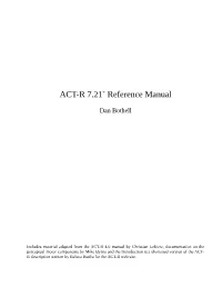 ACT-R 7.21+ Reference Manual