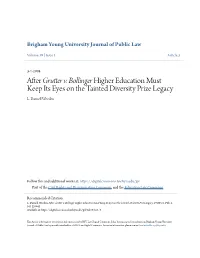 After Grutter V. Bollinger Higher Education Must Keep Its Eyes on the Tainted Diversity Prize Legacy L