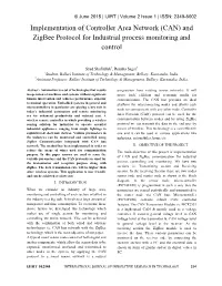 And Zigbee Protocol for Industrial Process Monitoring and Control