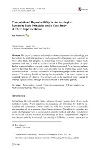 Computational Reproducibility in Archaeological Research: Basic Principles and a Case Study of Their Implementation