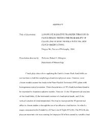 Ii ABSTRACT Title of Dissertation: LONGWAVE