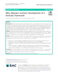 Why Clinicians Overtest: Development of a Thematic Framework Justin H
