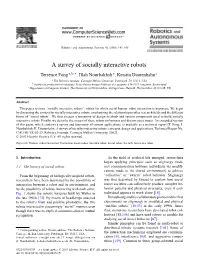 A Survey of Socially Interactive Robots