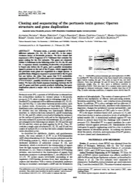 Cloning and Sequencing of the Pertussis Toxin Genes