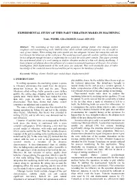 Experimental Study of Thin Part Vibration Modes in Machining