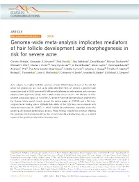 Genome-Wide Meta-Analysis Implicates Mediators of Hair Follicle Development and Morphogenesis in Risk for Severe Acne