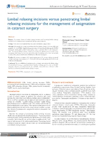 Limbal Relaxing Incisions Versus Penetrating Limbal Relaxing Incisions for the Management of Astigmatism in Cataract Surgery