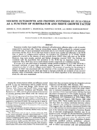 Outgrowth and Protein Synthesis by Pc12 Cells As a Function of Substratum and Nerve Growth Factor’
