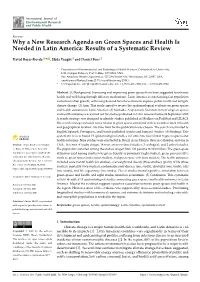 Why a New Research Agenda on Green Spaces and Health Is Needed in Latin America: Results of a Systematic Review