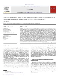 Anti-Vaccine Activists, Web 2.0, and the Postmodern Paradigm –Anoverview Of