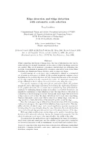 Edge Detection and Ridge Detection with Automatic Scale Selection