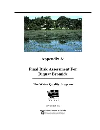Final Risk Assessments for Diquat Dibromide
