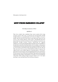 Must Strong Emergence Collapse?