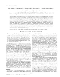 Patterns of Reproductive Isolation in Three Angiosperm Genera
