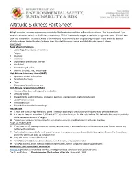 Altitude Sickness Fact Sheet