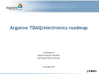 Argonne TDAQ/Electronics Roadmap