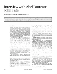 Interview with Abel Laureate John Tate