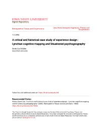 Lynchian Cognitive Mapping and Situationist Psychogeography
