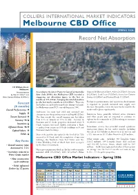 Melbourne CBD Office Spring 2006 Record Net Absorption