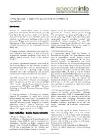 OPEN ACCESS in SWEDEN. RECENT DEVELOPMENTS Ingegerd Rabow