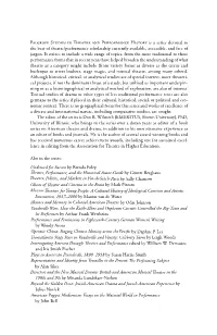 Palgrave Studies in Theatre and Performance History Is a Series