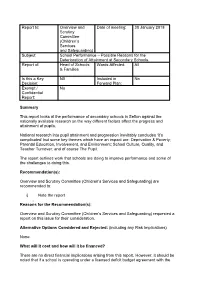 School Performance – Possible Reasons for the Deterioration of Attainment at Secondary Schools