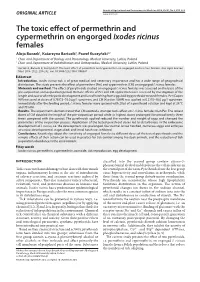 The Toxic Effect of Permethrin and Cypermethrin on Engorged Ixodes