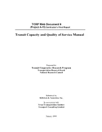 Transit Capacity and Quality of Service Manual