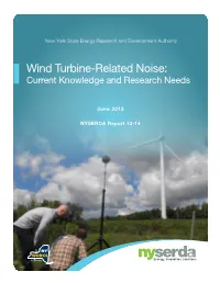 Wind Turbine Related Noise: Current Knowledge and Research Needs