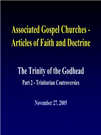 AGC Articles of Faith and Doctrine