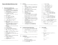 Bourne Shell Quick Reference Card II