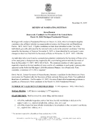 December 23, 2019 REVIEW of NOMINATING PETITION Deval